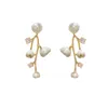 Stud Earrings Chinese Style Pearl Bell Orchid Zircon Light Luxury Temperament Retro And Niche Design Sense For Women