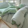 Conjuntos de roupas de cama simples listras finas de um conjunto duplo de pele macia e amigável de edredão com folhas consolador de alta qualidade