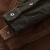 Amekaji Vintage Shirt Männer American Einreiher Baggy Cardigan Multi-Pocket Revers Cargo Lg Ärmel Corduroy Casual Top Männlich