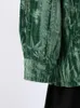 여자 블라우스 lanmrem 중국 스타일 프린트 셔츠 패션 스탠드 스탠드 칼라 긴 소매 불규칙한 버튼 디자인 탑 2024 스프링 32c333