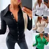 Damesblouses Sexy effen kleur shirt Dames Modieuze blouse met lange mouwen Elegante kantoortop