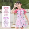 Dames Zwemkleding Kinderbadpaksets Zonbescherming voor meisjes Sneldrogend Split Cartoon Watermeloenprint Bikini Tweedelige zwemkleding