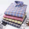 Män klassisk Oxford LG Sleeve Shirts Solid randig rutig busin Workwear Dr Shirt Bekväm Cott Standard Shirt 74AX#