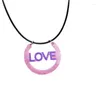 Kedjor Creative Letter Round Formed Pendant Acrylic Necklace For Women Girls Simple Delicate Geometric Valentine's Day Gifts