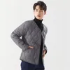 Novo clássico masculino com decote em v outono inverno ultra leve jaquetas portátil masculino fino ajuste quente aconchegante sólido losango bolsos casaco 13wN #