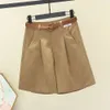 Lady Suit Shorts Hög midja A-Line Summer Shorts med bältesfickor Butt Stängning för dejting pendla kvinnor mini shorts t36l#