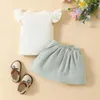 Kledingsets Zomer Baby Meisjes Set Kleding Mouwtop Effen Kleur Mouwloos T-shirt Mode Half-body Rok Outfits 6 maanden-3 jaar