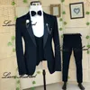 Noir Mariage Groom Tuxedo Costume élégant Hommes 3 pièces Veste Pantalon Gilet Cravate Tenue personnalisée XS-5XL Slim Fit Blazer Hommes V8Hi #