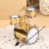 Miniatures Dh Réplique de modèle de tambour miniature avec support et étui, accessoires pour maison de poupée, mini instrument de musique, ornements, cadeaux de décoration