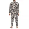 Ana Sayfa Giyim Modeli Çita Hayvan Skulavar Sonbahar Gül Altın ve Siyah Leopar Baskı Gündelik Gevşek Büyük Boy Pijama Setleri Man Gecesi