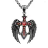 Hanger Kettingen MIQIAO Roestvrij Staal Titanium Rode Zirkoon Gothic Eagle Vintage Kraag Kettingen Ketting Voor Mannen Vrouwen Sieraden Gif304t