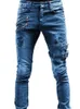 heren gescheurde skinny jeans slim fit gat potlood broek casual bikerbroek streetwear hoge kwaliteit denim man kleding m0DU #