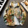 American Vintage Van Gogh Pintura a óleo LG-mangas camisa masculina solta High Street camisas casuais jaqueta homens tops roupas masculinas 63f2 #