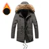 Inverno Parkas Jaqueta Homens Fi Com Capuz Gola De Pele Blusão Outerwear Casual Mid-lg Lã Forro Manter Quente Mens Jaquetas Casacos g6eU #