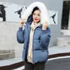 2022冬の新しいコットコート女性韓国のオールマッチ濃厚な学生パンジャケット女性フード付きファーカラーショートパーカーアウターウェア＃
