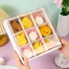 24.5x24.5x10.5cm Nine Palace Grid High Transparent dessert Box eftermiddagste Mooncake Box Egg Yolk bakverk förpackning