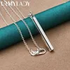 Hängen Urmylady 925 Sterling Silver Smooth Column 16/18/20/22/24/26/28/30 Inch Pendant Necklace For Women Wedding Party Fashion Jewelry