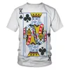 Summer 3D Print Classic Playing Card Mönster T-shirt, bekväma män och kvinnors O-Neck överdimensionerade GNT Kort ärmskjorta E1H6#