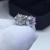 Stud Earrings Geoki Luxury 925 Sterling Sier Round Perfect Cut Passed Diamond Test Total 2 Ct D Color Vvs1 Moissanite For Girl Drop De Dhm5A