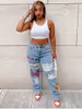 LW Butterfly Letter Print Trendy Denim Ingen stretch Ripped Solid Jeans Women's Hollow-Out Street Skinny Fi Straight Pants W5fk#