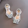 Sandalen Kindersandalen Zomer Kindersandalen Mode Vlinder Prinses Schouderriem Jurk Water Diamant Kinderballet Appartement Q240328