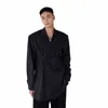Men Stripe Foldted Lose swobodne koszulę cienki garnitur Blazer Kurtka Męska Vintage Japan Korean Streetwear FI Suit Coat I0pn#