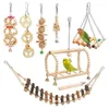 Autres fournitures d'oiseaux Jouets de perroquet Jouets de balançoire suspendus en bois Hamac à mâcher Échelles d'escalade debout Perches Accessoires de cage pour animaux de compagnie