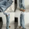 Ontwerper Nanyou dameskleding live streaming merk Pingti niche digitale nep tweedelige gewassen taille jeans minimalistische wijde pijpen broek X1ZC