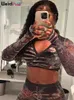 weird Puss Sexy Women Drag Stripes 2 Piece Set See Through Wrapped Bandage Crop Tops+Flare Pants Matching Streetwear Outfits F6rk#
