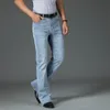 Jeans Männer Herren Ausgestellte Jeans Boot Cut Bein Ausgestelltes Männlich Designer Klassische Denim Jeans Hohe Taille Stretch Lose Ausgestelltes Blau 17aZ #