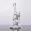 Bongs fumants épais narguilés à cou courbé pomme de douche claire barboteur Dab Rigs Fab Egg Swiss Perc conduite d'eau recycleur plate-forme pétrolière avec bol de 14 mm