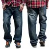 Jeans Hommes Lâche Denim Pantalon Droit Fi Classique Streetwear Hip Hop Marque Skateboard Bleu Pantalon Large Jambe Grande Taille 46 N9lw #