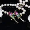 Boucles d'oreilles pendantes Pera Famouns marque grand oiseau forme Rose rouge violet et blanc zircon cubique réglage longue boucle d'oreille pour les femmes bal fête E204