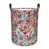 Laundry Bags Mexican Otomi Fabric Mexico Art Basket Foldable Flowers Clothes Hamper For Baby Kids Toys Storage Bag