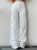 Y2K Femmes Vintage Cargo Pantalon Streetwear Techwear Coréen Harajuku Parachute Pantalon Beige Pantalon de survêtement à jambes larges Pantalon de jogging W9oK #