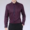 Youth Fi Classic Mens Striped Shirts Busin Casual LG Sleeve Butt Up Slim Fit Easy Care Stretch Shirt 4XL 5XL M49X#