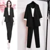 2023 Été mince veste blazer pantalon décontracté gilet blanc 3pcs ensemble élégant femmes pantalons costume bureau vêtements de travail tenues survêtement U0CK #