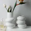 Vases Nordic Ins Light Luxury Donuts White Ceramic Vase Simple Flower Arrangement Ornament Art Handicrafts Home Decoration