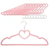 Hangers 10 PCS Kleding Rack Velvet Love Hanger voor jas Plastic hartvormige shirt roze broek Miss Miss