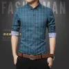 plaid Cott Brown Butt Down camicia da uomo casual 2024 primavera uomo vestiti slim fit maniche Lg camicie sociale Plus Size M-5XL m2ms #