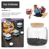 Storage Bottles Glass Tea Airtight Food Containers Jar Bamboo Lid Jars & Canisters Pots