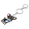 Nyckelringar weveni akryl söt svart chihuahua hundnyckel kedjor charm bilväska ring smycken gåvor för kvinnor flickor barn