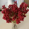 Decorative Flowers False Red Berry Pick Holly Branch Wreath Tree Hanging Or Arrangements Decoration Simulation In Vase