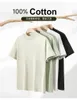 300 GSM tjock liten nacke 100% Cott Subsimze Tougn Weight T-shirt för män Kort ärm Solid Color Leisure Streetwear Stor storlek K5M3#