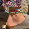 Anklets Zielony biały łzawice Cubic Zirkonia Okrągła granica CZ Łańca tenisowa 21+5 cm Modna lato kobiet Anklel2403