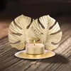 Candle Holders 2 Pcs Candlestick Stand Hawaiian Table Decorations Creative Candleholder Retro Home Delicate Gold Leaf