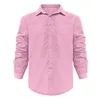 men's Blouse Cott Linen Shirt Loose Lg Sleeve Shirt Tops Spring Autumn Solid Color Stand-Up Collar Men Casual 2023 New O1zz#