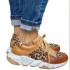 Sapatos casuais femininos 2024 leopardo impressão vulcanizar moda rendas até senhoras cabeça redonda tênis clássicos