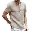 Кот Льняная рубашка с короткими рукавами Летние мужские повседневные топы с карманом 3 приклада Повседневная обычная одежда для мужчин Большие размеры l3Sc #