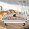 Servis uppsättningar Steam Pot Steel Buffet Fruit Tray Four-Ben Party Metal Warmer Rishes Holder Rostfri Serving Plate Bankett